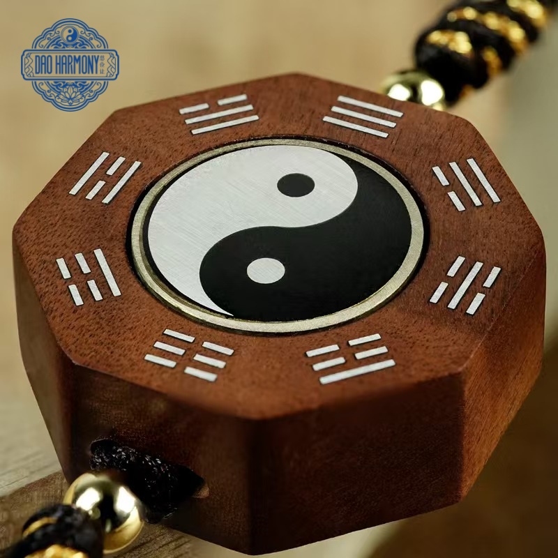 Taoist jujube wood inlaid with silver Tai Chi fortune