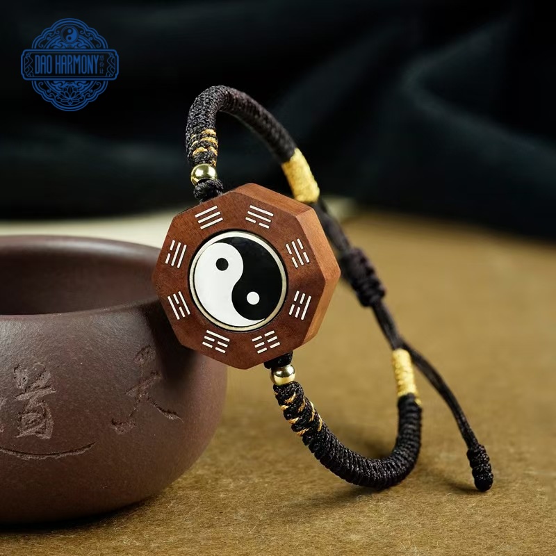 Taoist jujube wood inlaid with silver Tai Chi fortune