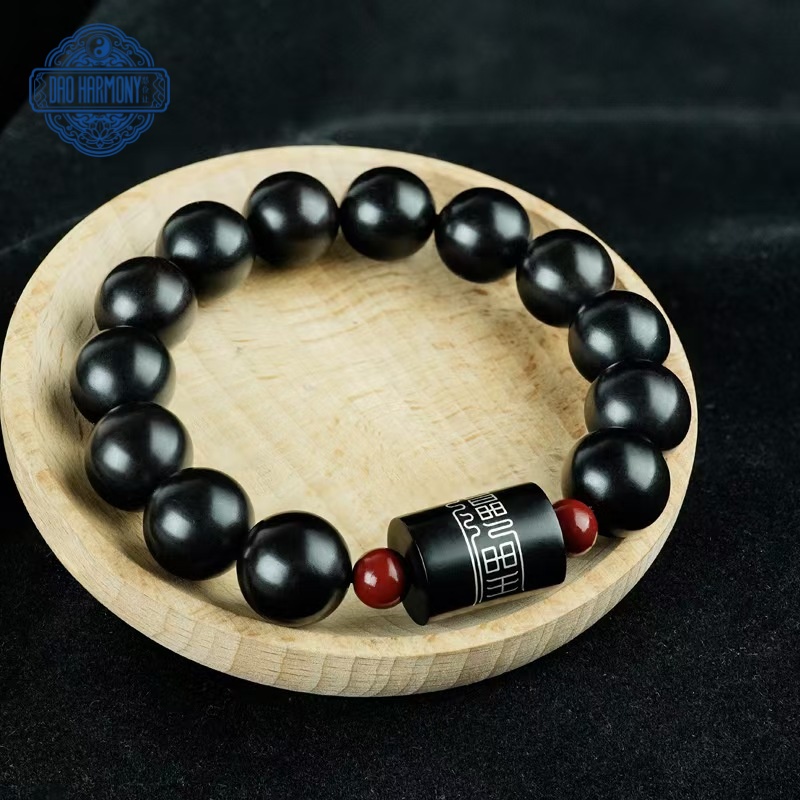 Taoist jujube wood inlaid with silver Tai Chi fortune-transfer bracelet
