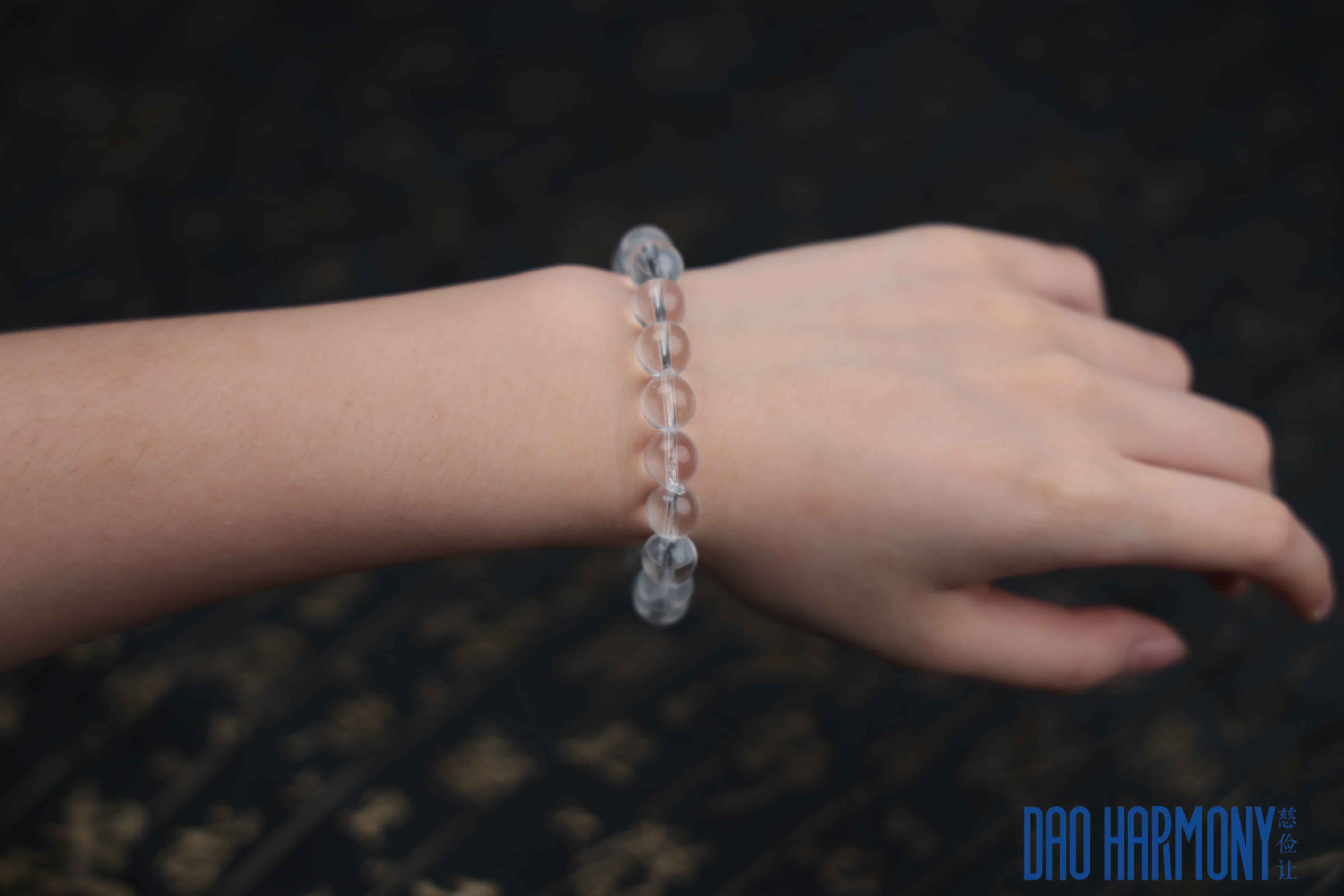 Natural white crystal bracelet five elements gold