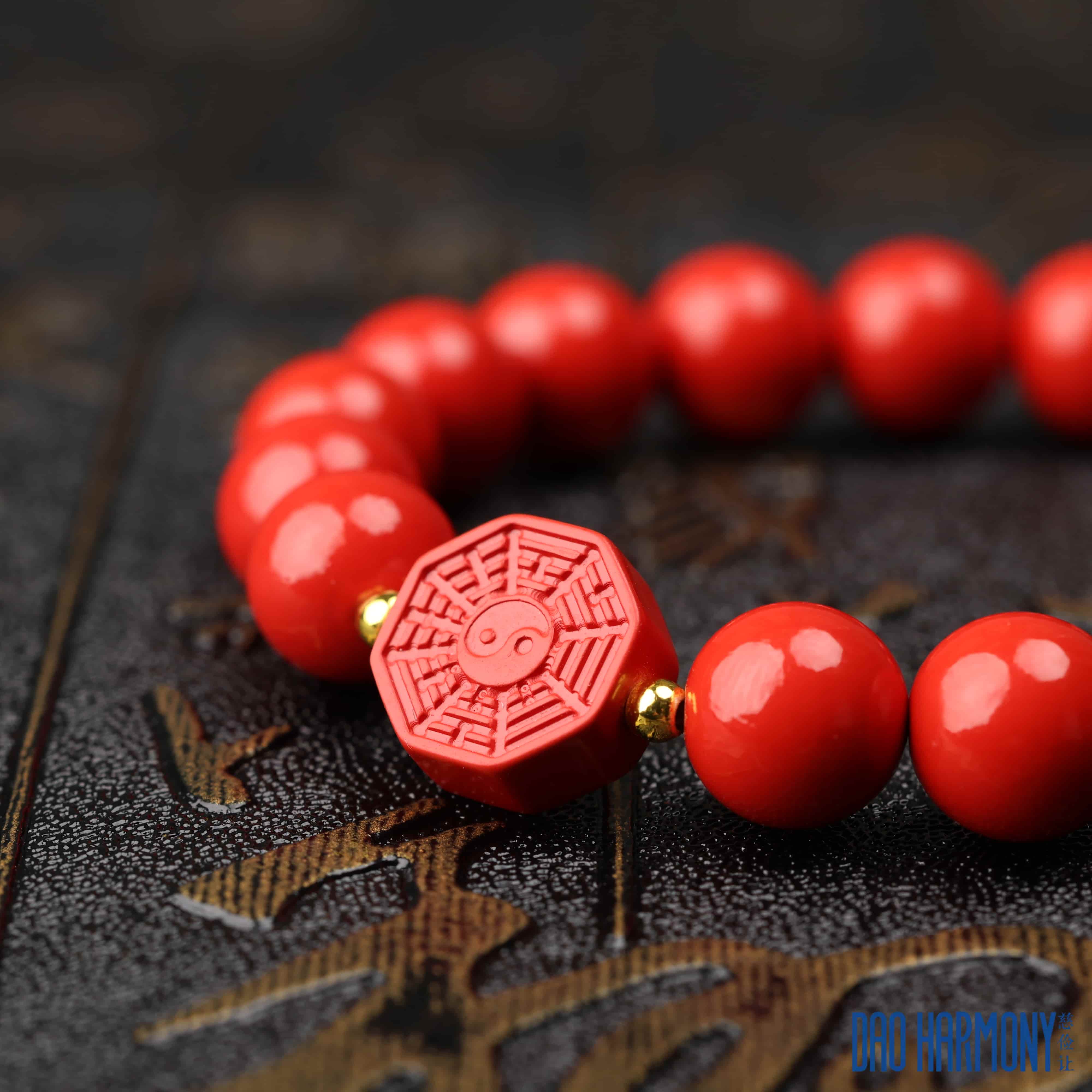 Taoist Cinnabar Tai Chi Pattern Bracelet