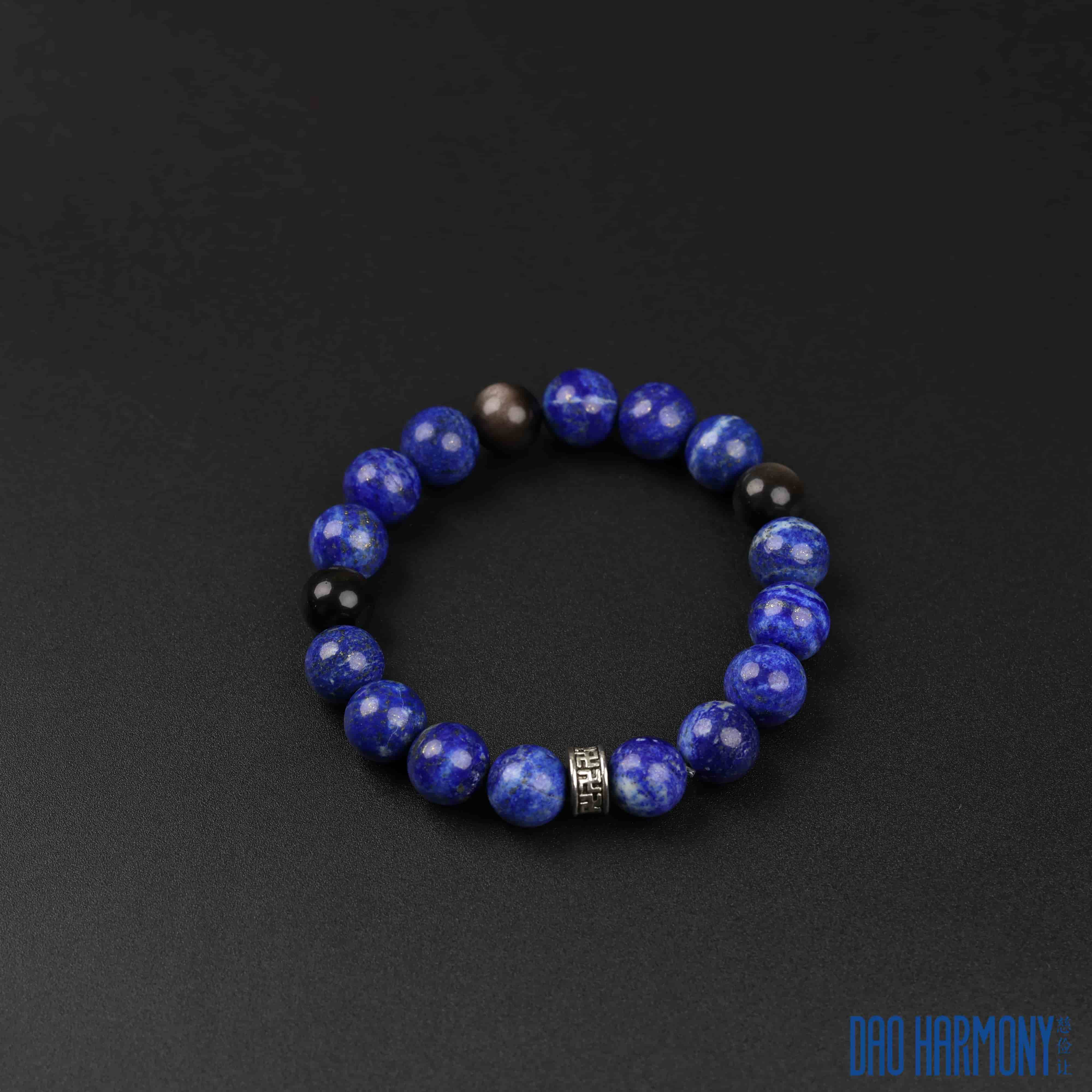 Lapis Lazuli and Obsidian Bracelet