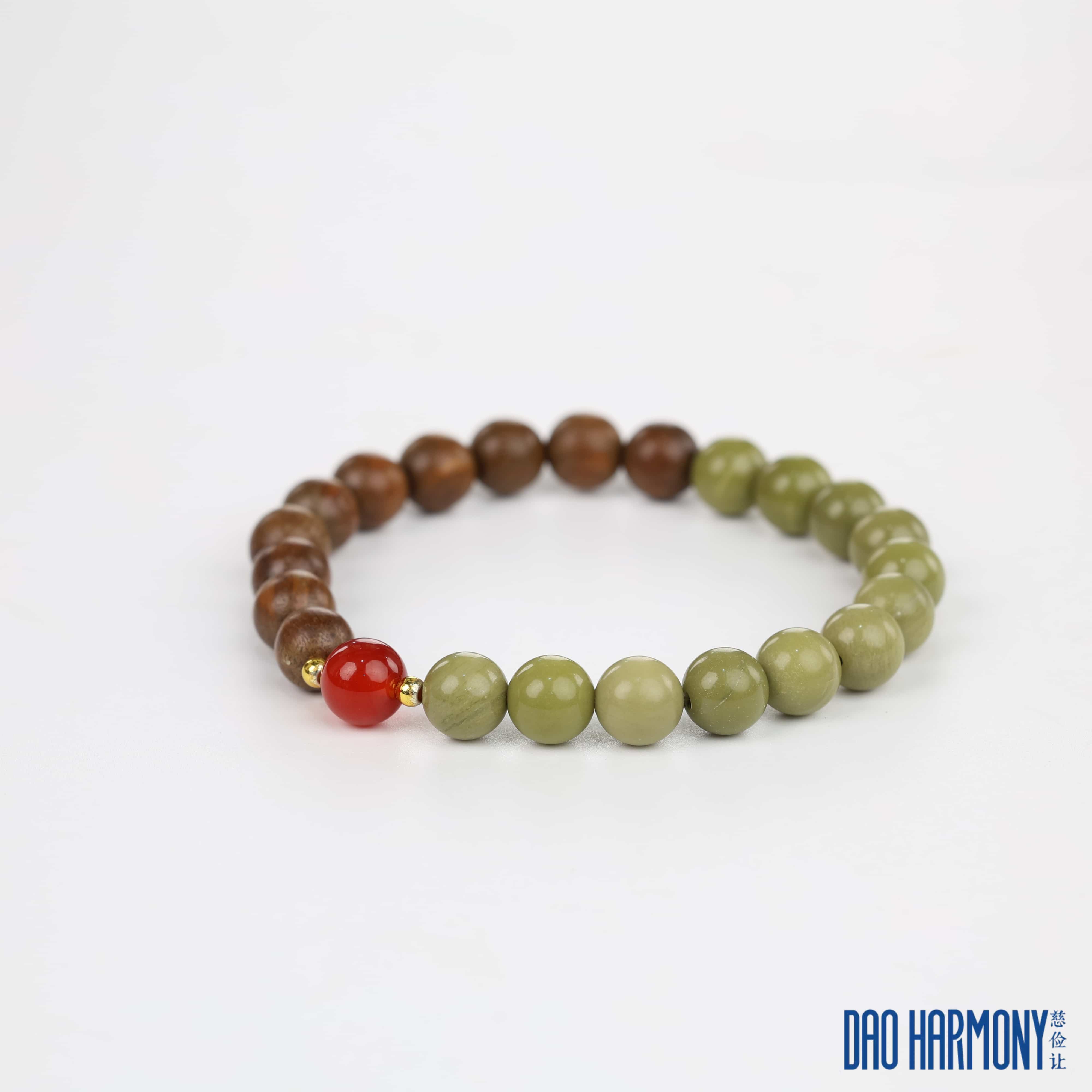 Green Sandalwood and Alashan Stone Bracelet