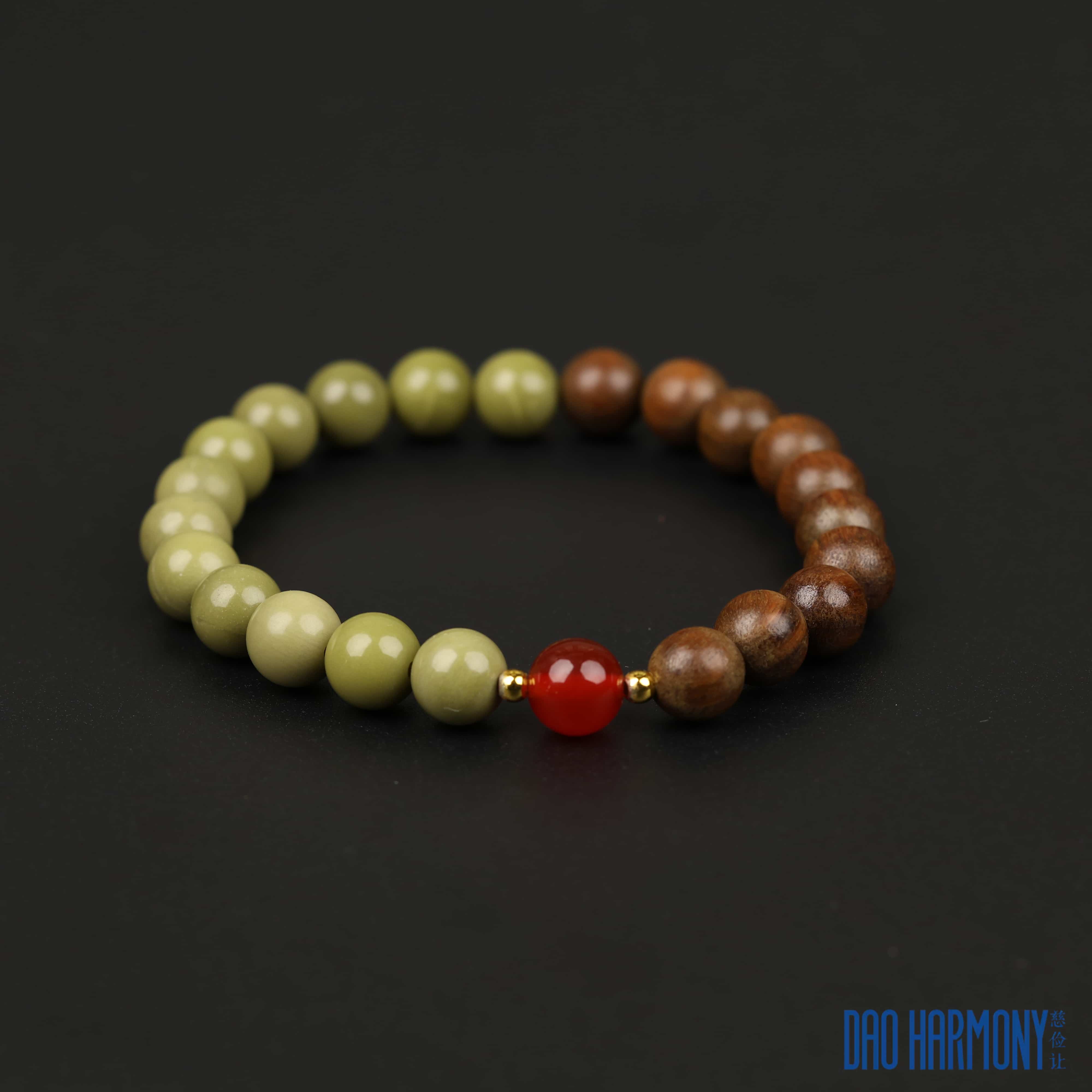 Green Sandalwood and Alashan Stone Bracelet