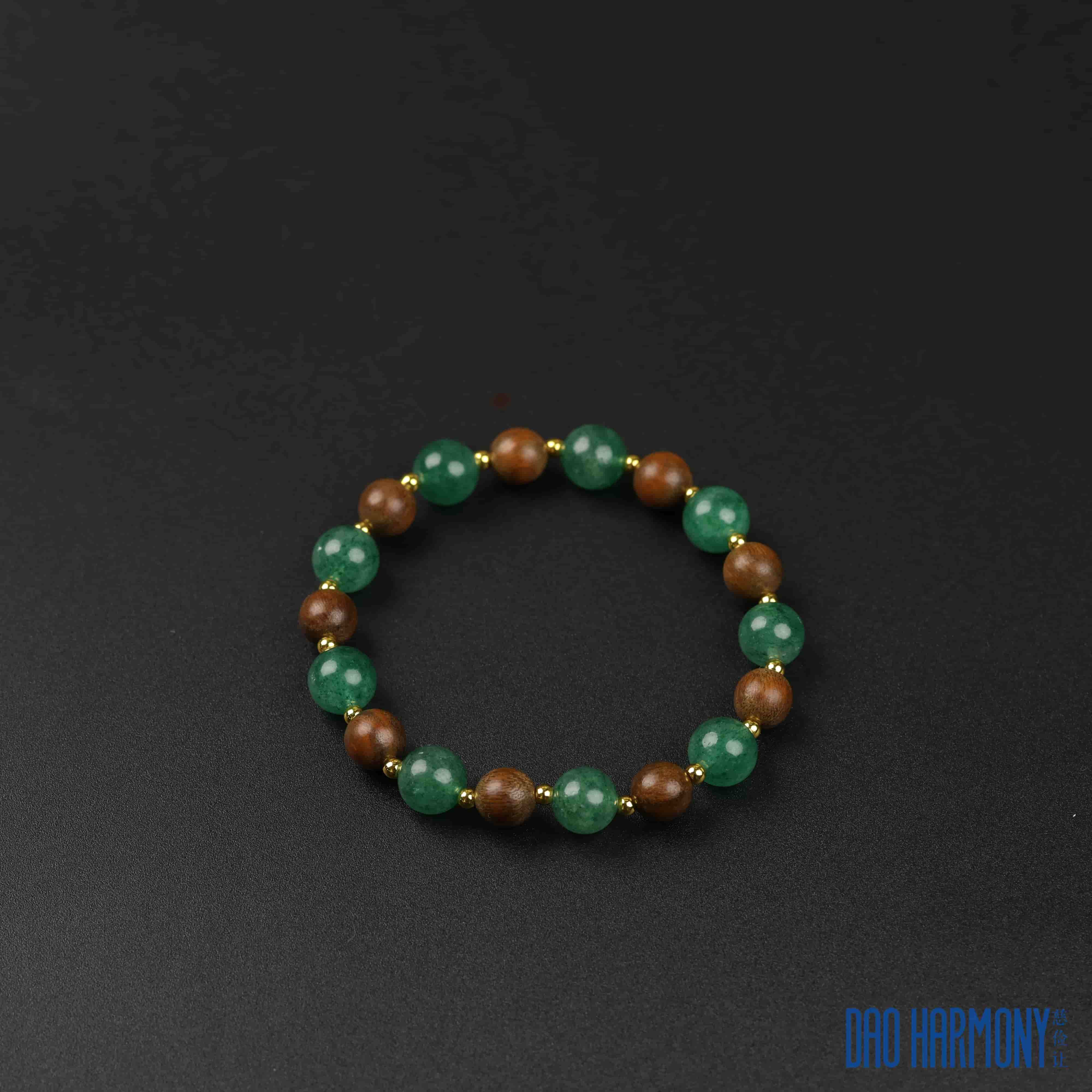 Sandalwood and Green Strawberry Quartz Bracelet