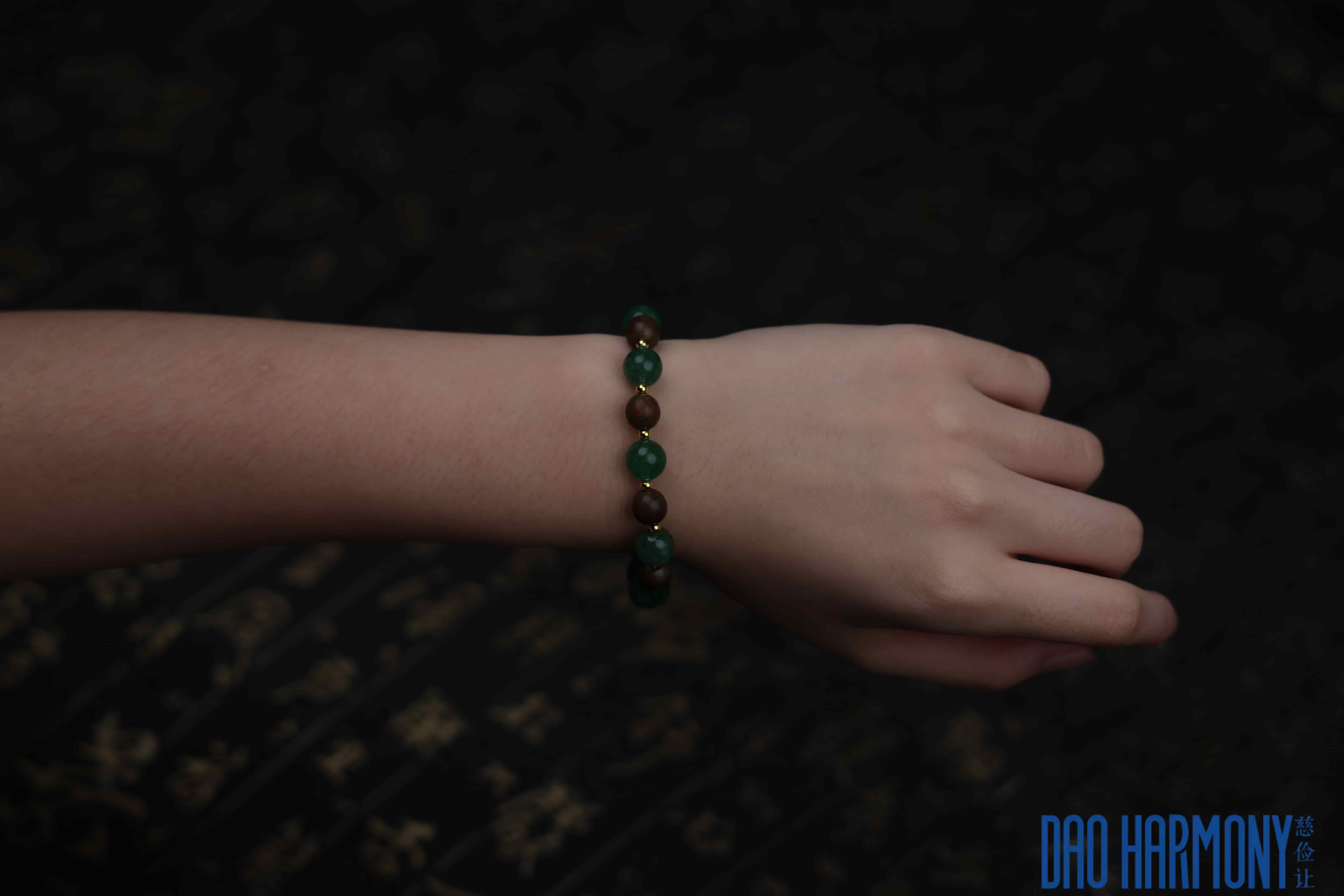 Sandalwood and Green Strawberry Quartz Bracelet