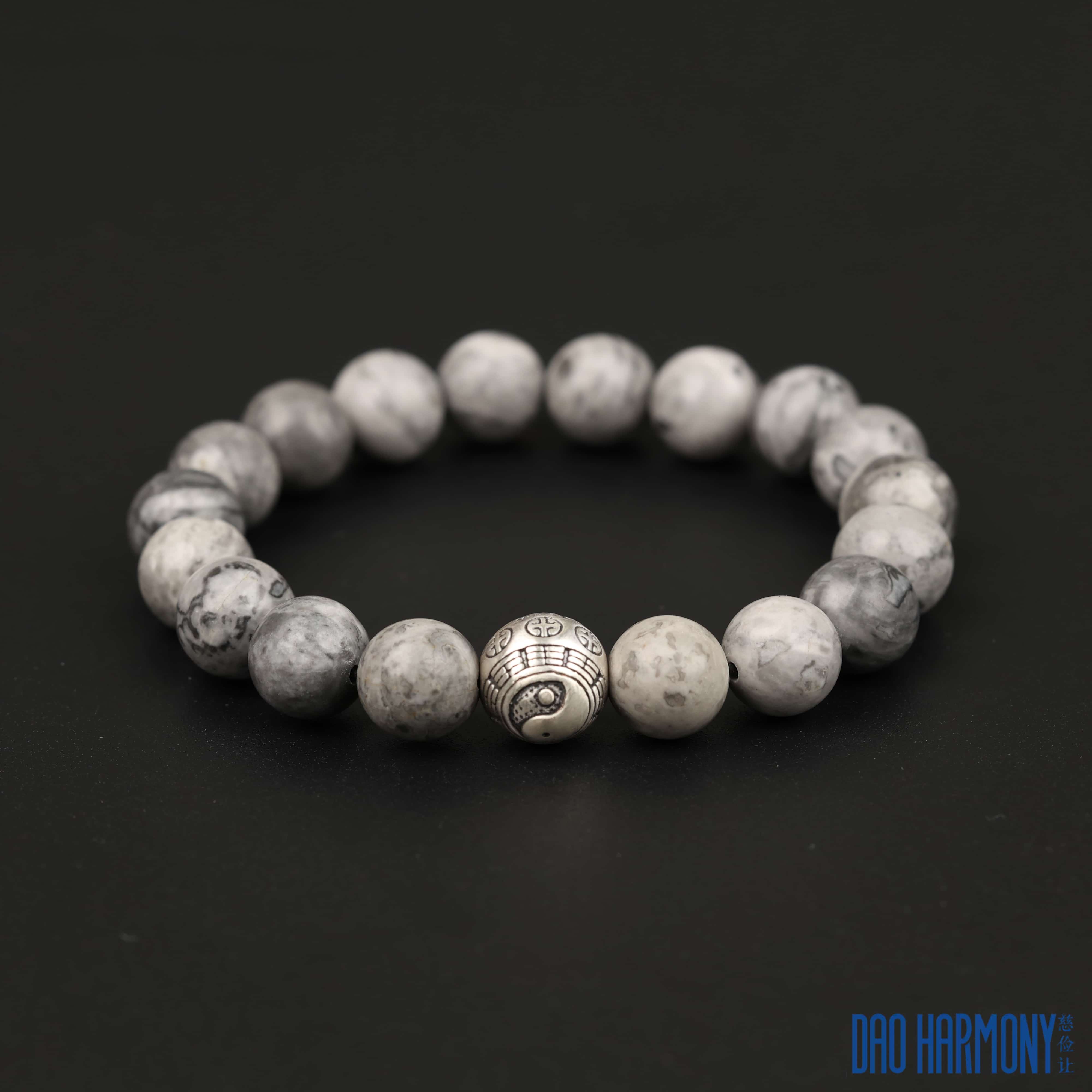 Taoist map stone yin-yang bracelet